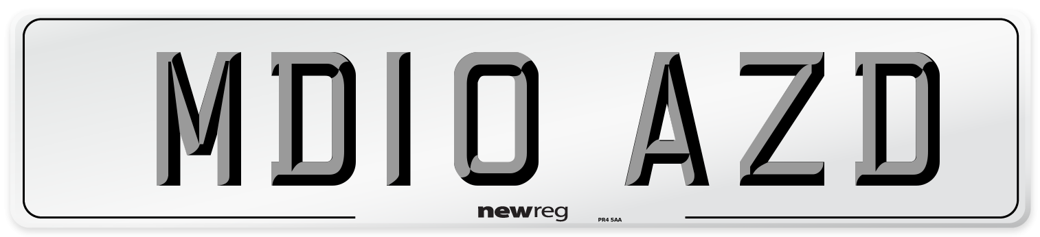 MD10 AZD Number Plate from New Reg